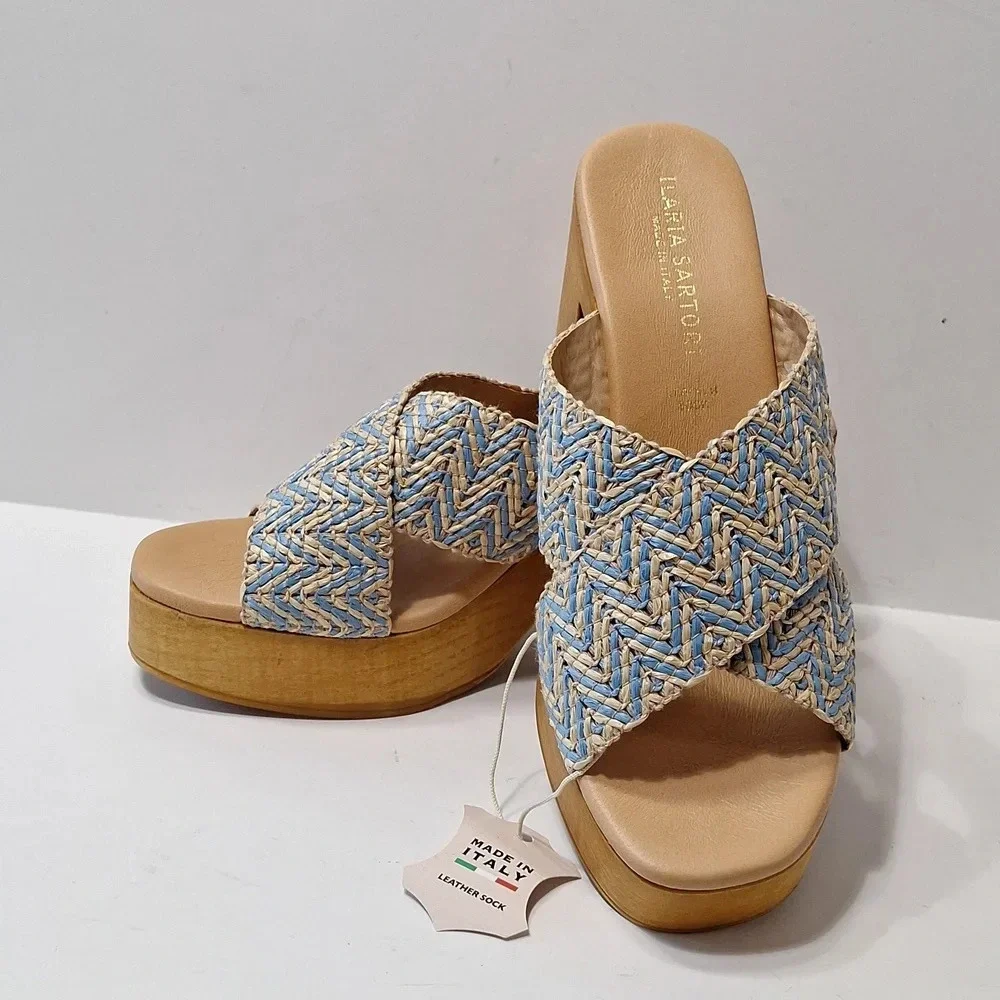 Ilaria Sartori NEW Made In Italy Bohemian Platform Heel Y2K Inspired Clogs 9.5